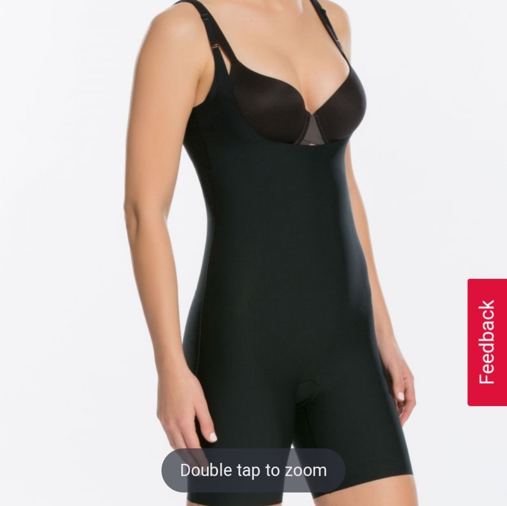 Spanx thinstincts open bust midthigh bodysuit